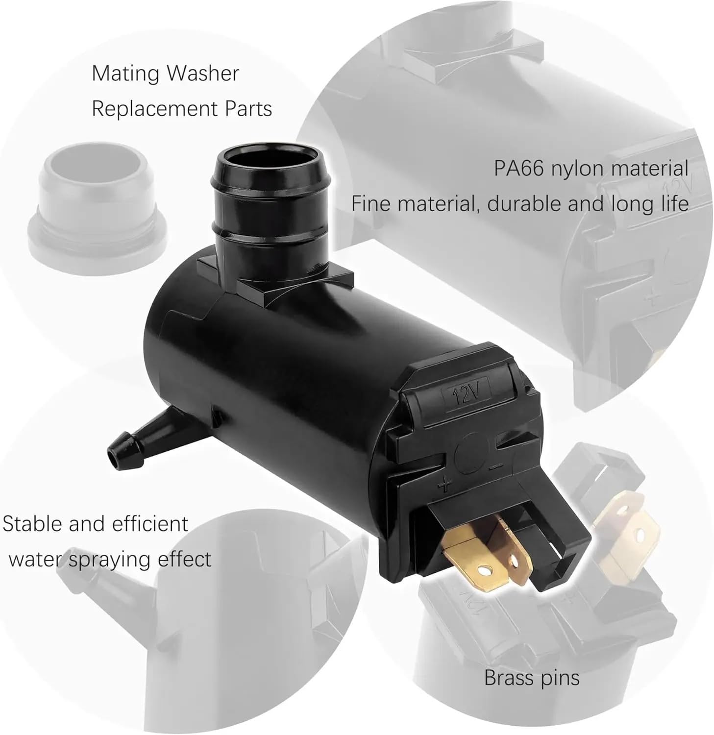 Bomba Limpiaparabrisa Bomba lavaparabrisas con ojal Bomba de Agua para Limpiaparabrisas | Con Acura Cl El Mdx con Rl Tl Tsx con Accord Civic Element con Insight con Odyssey