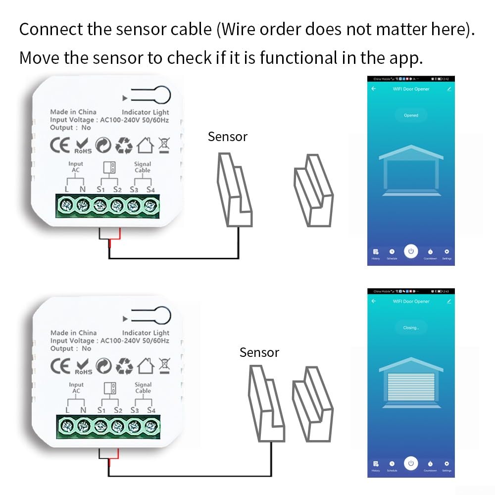 DAZZLEEX pour TUYA Contrôleur de porte de garage intelligent WIFI, ouvre-porte de garage intelligent avec télécommande WiFi et commande vocale avec vie intelligente