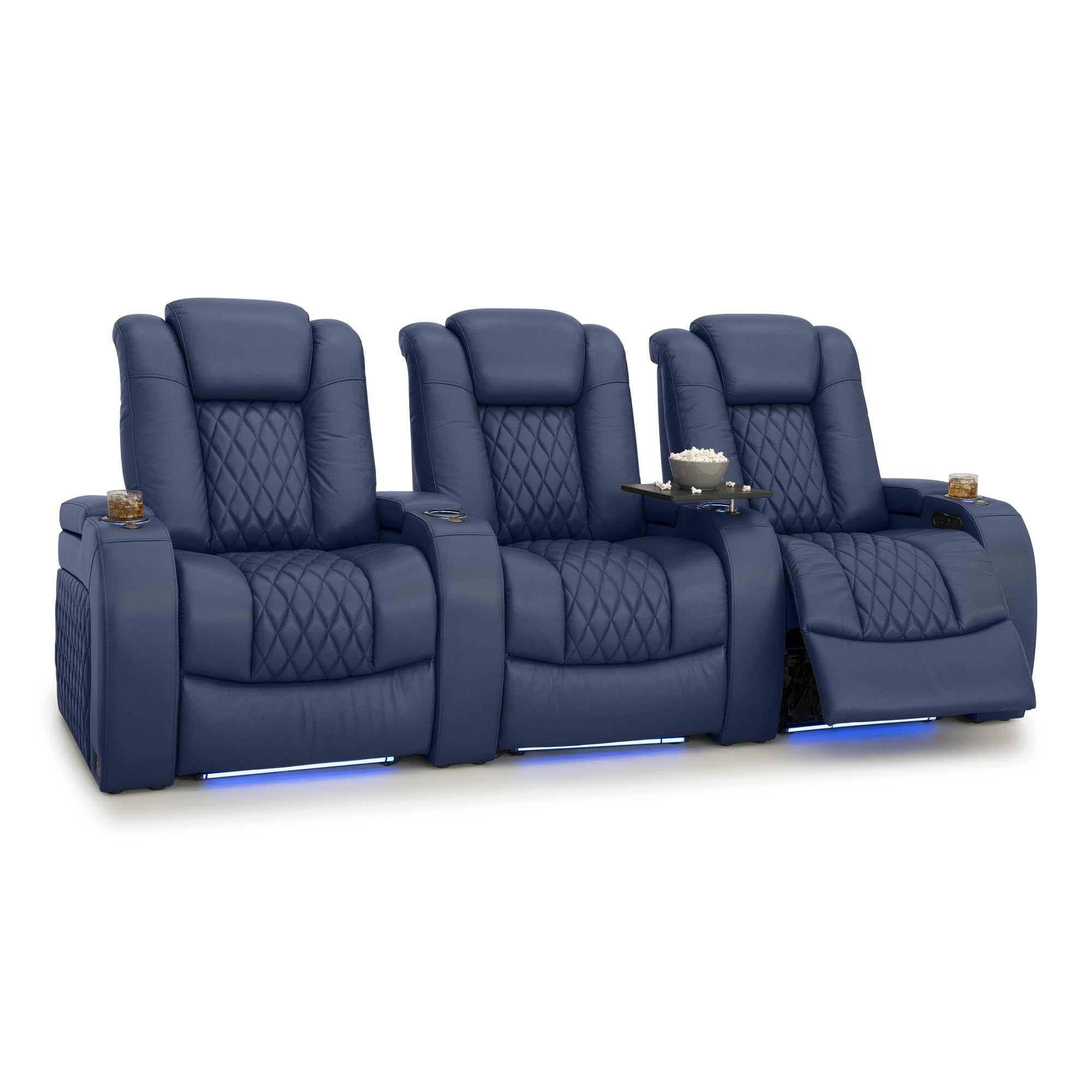 Seatcraft Diamante Home Theater Seating Navy Blue Row of 3