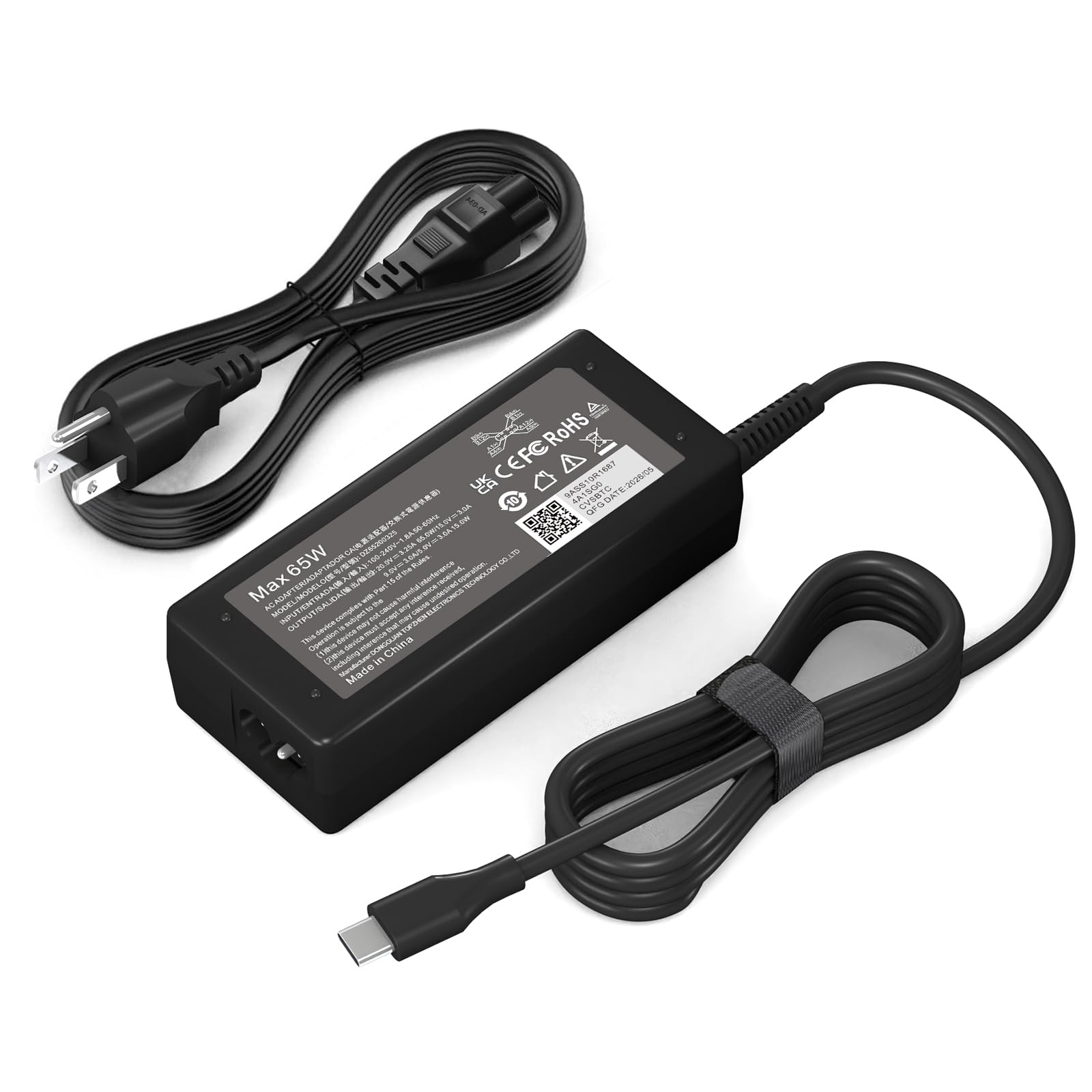 Cargador universal USB-C de 65 W y 45 W compatible con Lenovo/Hp/Dell/Acer/Asus/Samsung, compatible con cable de alimentación Hp Chromebook X360/Spectre X360 tipo C