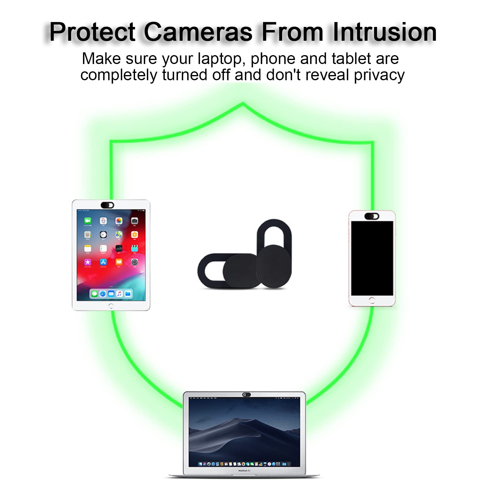 Copri Webcam Sottili per Laptop, PC, Tablet, Smartphone - Nero e Bianco - 8 Pezzi