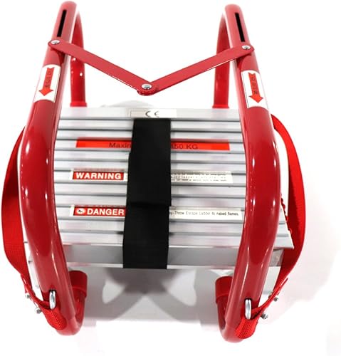 Escalera de escape de incendios, escalera de seguridad portátil de emergencia de 3 pisos para adultos y niños con peldaños antideslizantes y amplios