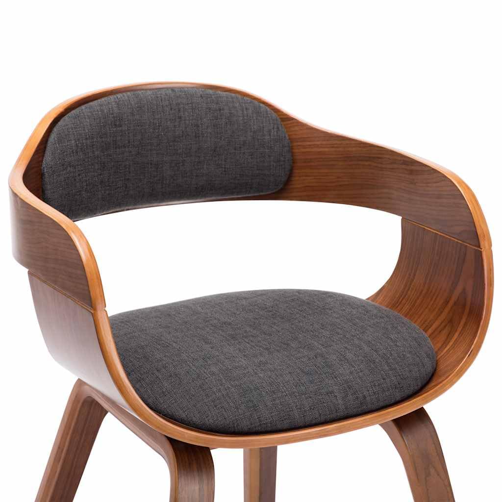 Krzesło do jadalni, ciemnoszare, z ramą z drewna łukowego, ergonomicznie tapicerowane, z podłokietnikami, 49 x 51 x 70 cm, maks. obciążenie 110 kg, nowoczesne siedzisko do kuchni, salonu i