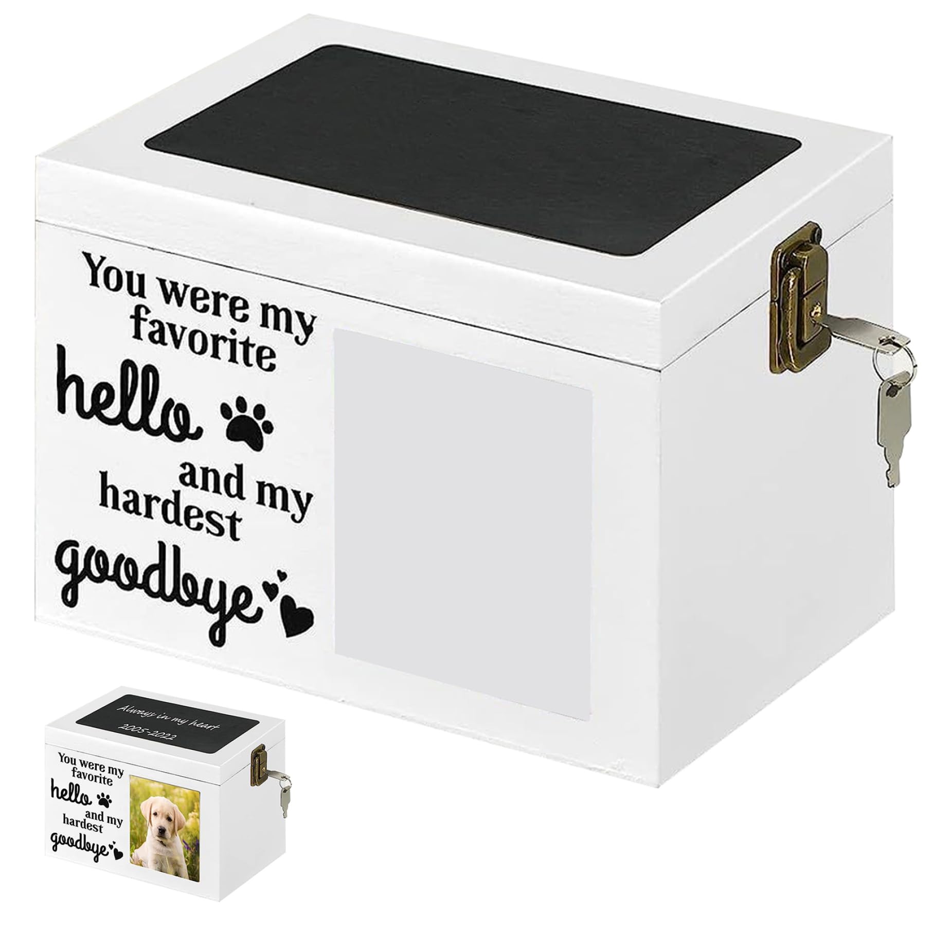 Dog Urns For Ashes, Pet Urns for Dogs, Wooden Dog for Ashes, Pet Urn with Photo Frame, Memorial Keepsake Urn Box Cremation for Loss Remembrance for Daily Use