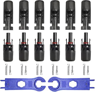 HETECH Solar Connectors Male/Female 1000V 30A IP67 Waterproof Solar Panel Cable Connectors 6 Pairs connectors with Spanners