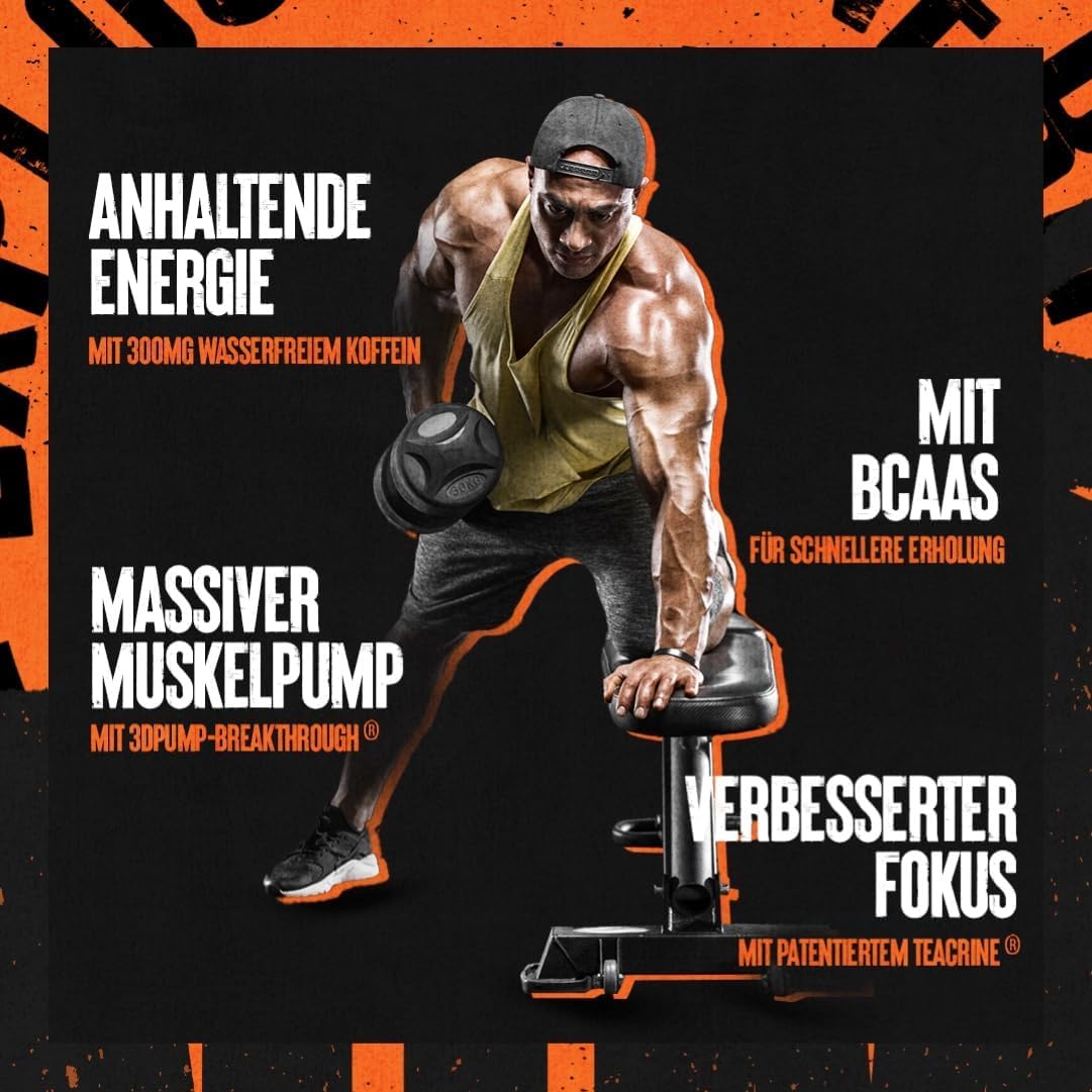 ANIMAL Primal Pre Workout Strawberry Watermelon – Trainingsbooster mit 300 mg Koffein, 3DPUMP, Elektrolyten & Beta-Alanin – Pre Workout Pulver für Energie, Pump & Fokus – Zuckerfrei – 507,5 g