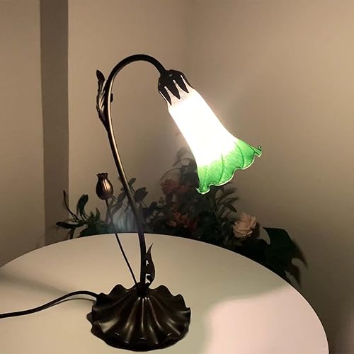 Miniatura 2 de Bieye LS05 Pantalla de cristal soplado con flores de lirio (blanco y verde, diámetro interior de apertura 1.26 pulgadas x diámetro exterior 1.5