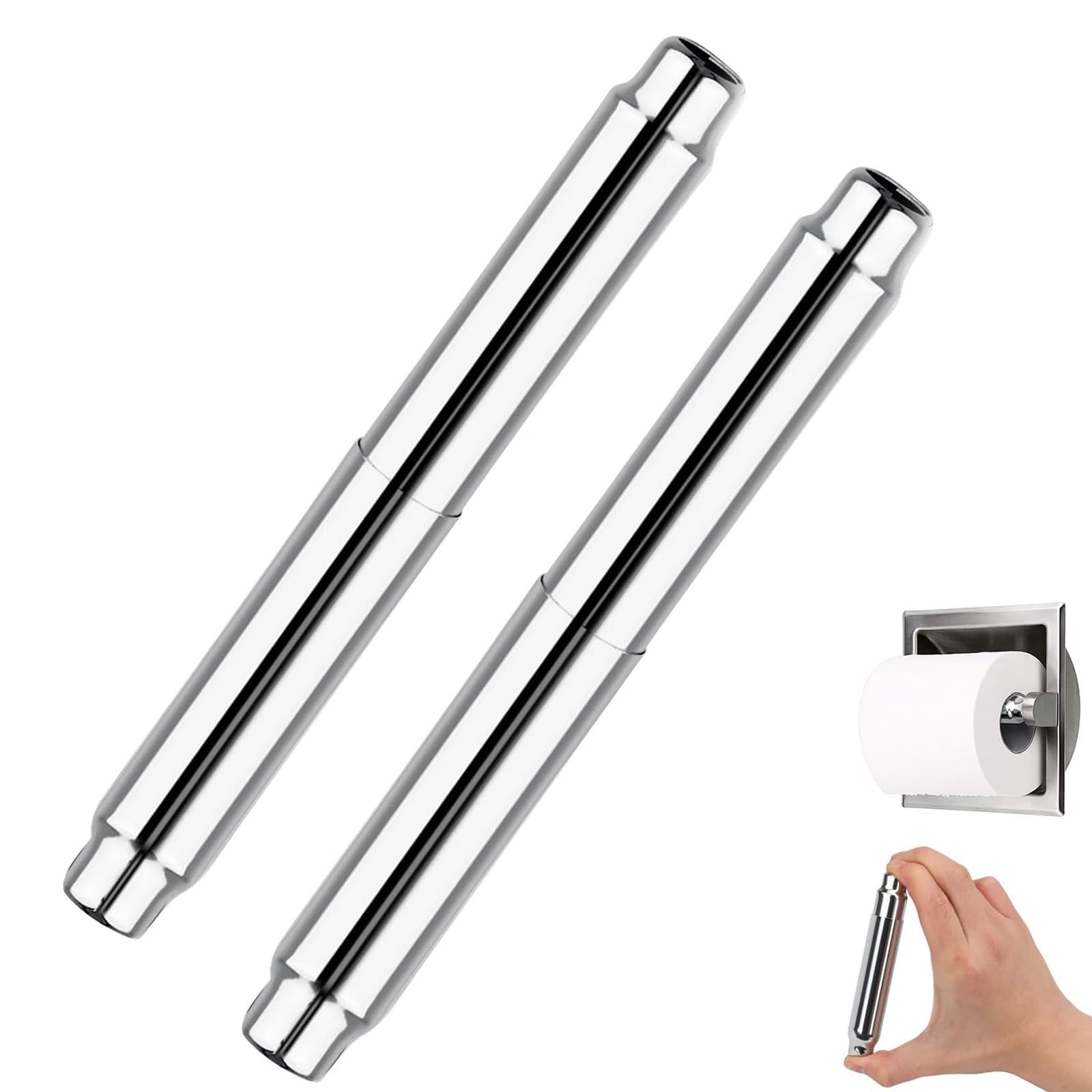 CAPHONT 2 Pcs Toilet Paper Holder Roller Replacement Stainless Steel Adjustable Toilet Tissue Roll Spring Rod Replacement Spindle Fit for Bathroom Tissue Holder, Champagne — Amazon image 9