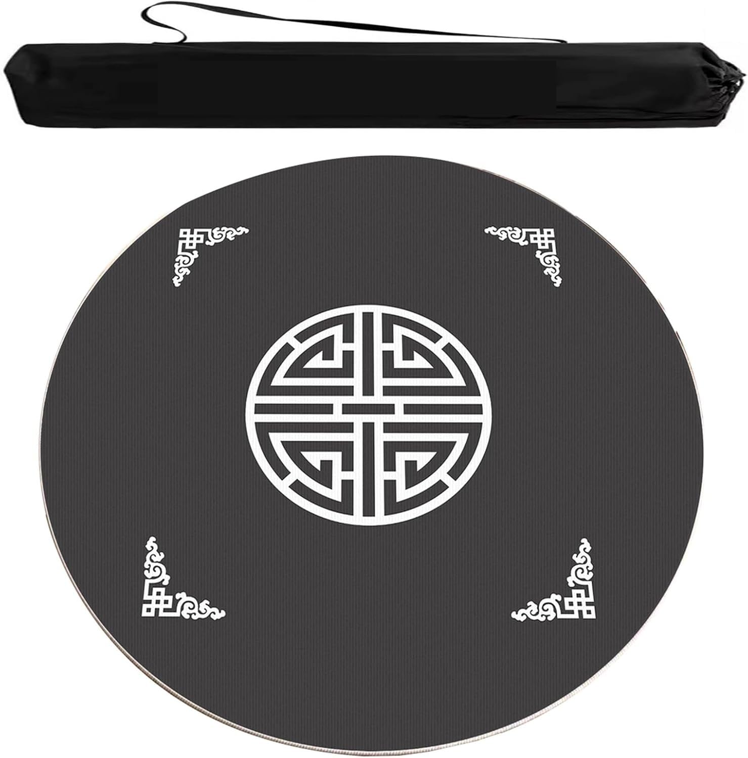 Round Mahjong Mat，Table Cover for Mahjong， Round Mahjong Tile Game Table Mat And Cover With Carrying Bag Multicolor Multiple Sizes(Gray,33.46x33.46 in)