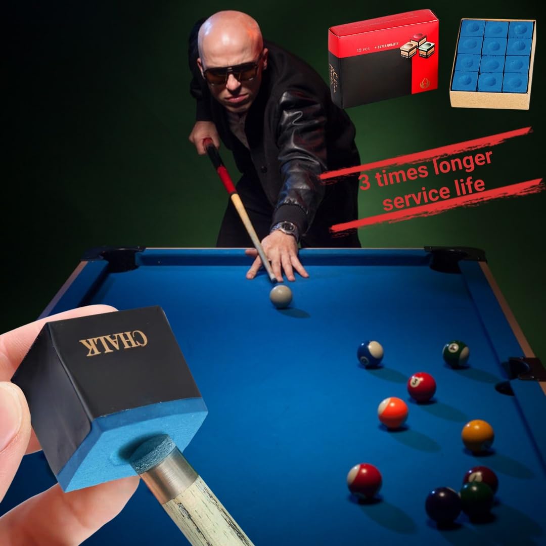 Gessetti Per Biliardo ZDL - 24 Pezzi Blu, Antiscivolo, Per Stecche Professionistiche E Amatoriali - Foto 5