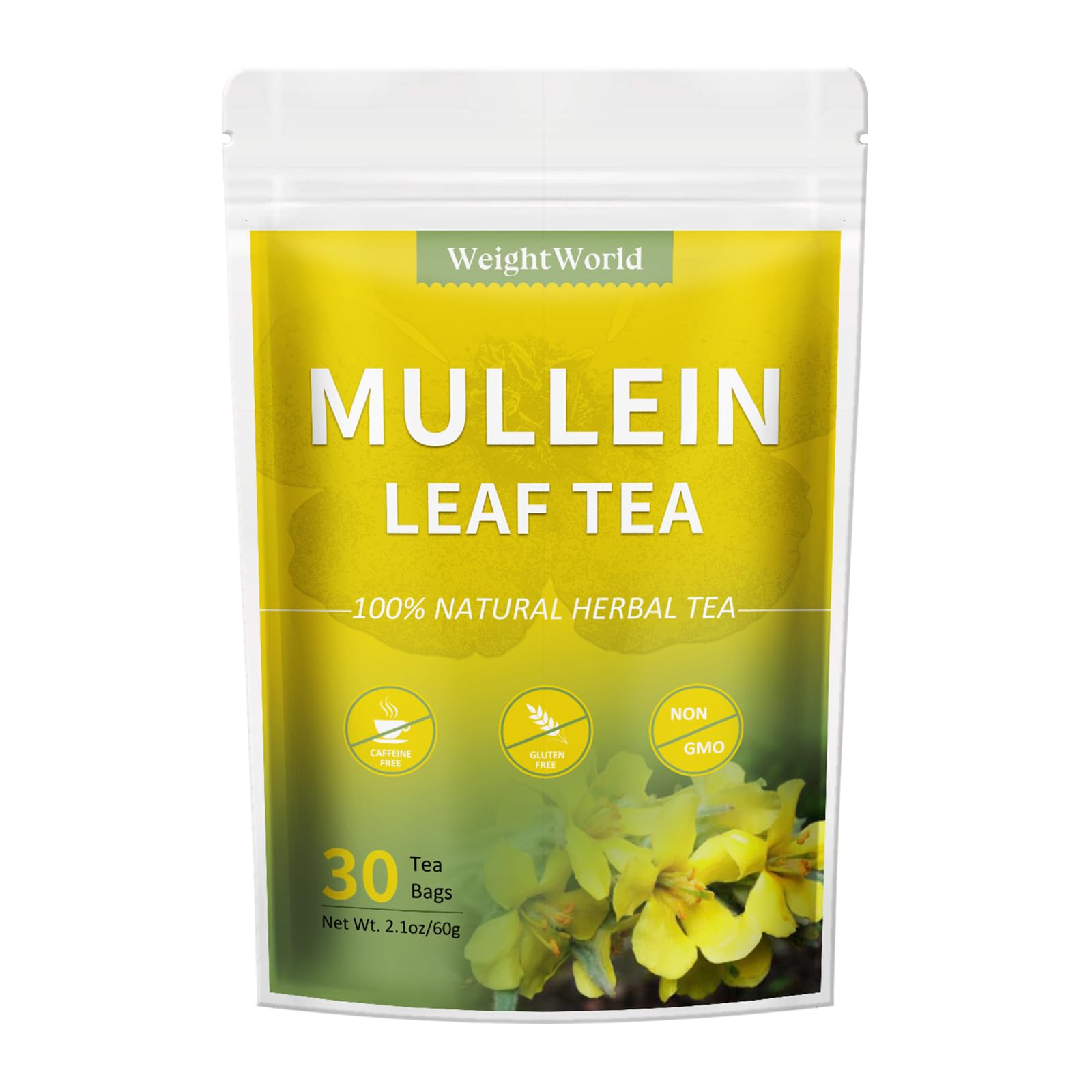 Mullein Tea - Lungs Cleanse Herb - Organic Mullein Leaf Tea for Detox and Respiratory Support - Caffeine-free - Non-GMO - 30 Tea Bags