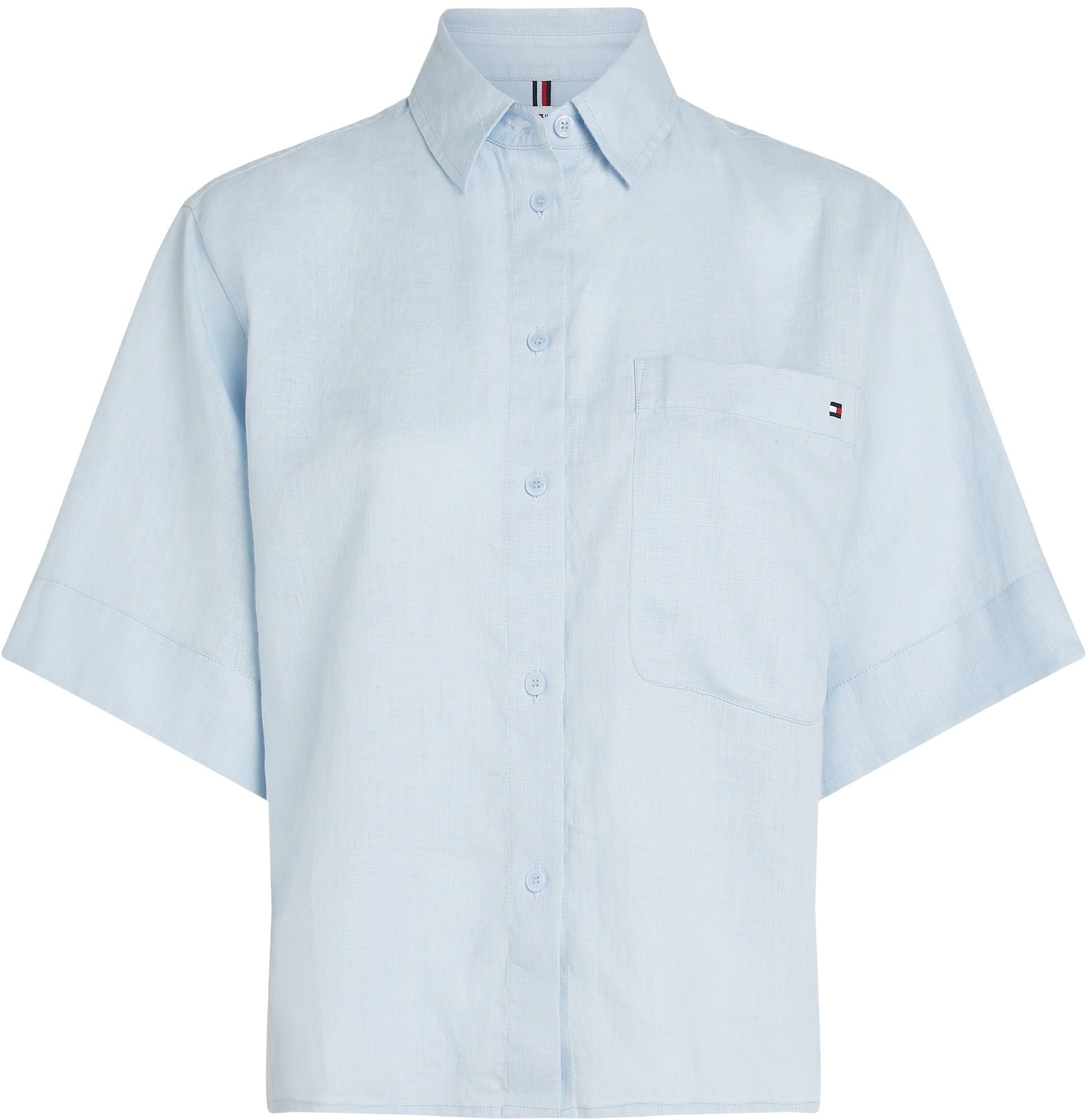 Tommy Hilfiger Camisa Mujer Linen Relaxed de Manga Corta