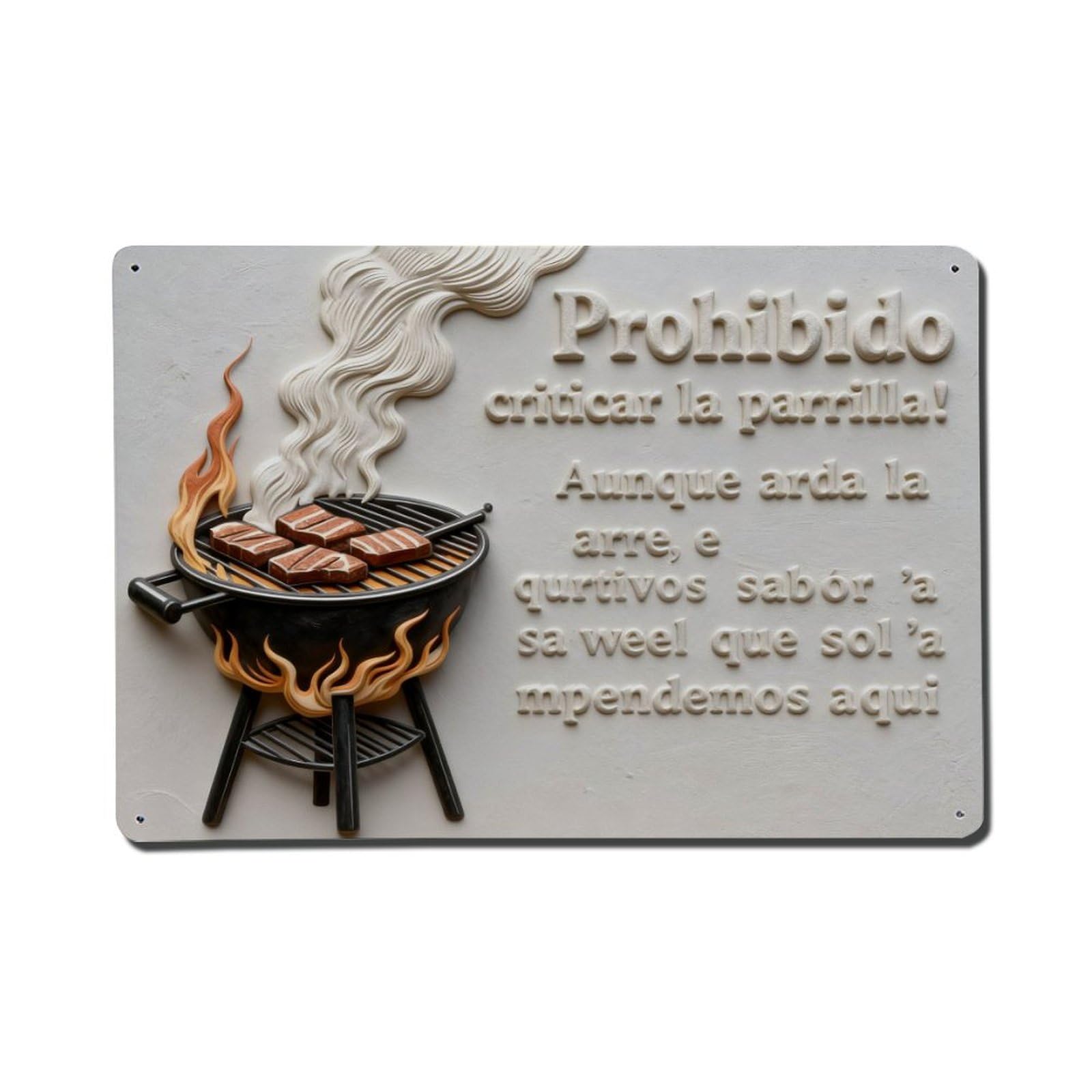 Barbecue Smoke Meat Fire Grill Metal Tin Sign Plaque