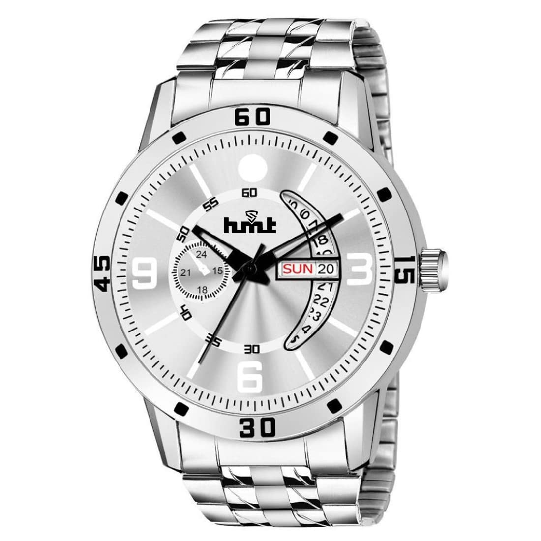 HMST SD-41 Silvered Coloured Metal Chain Day and Date Analog Watch