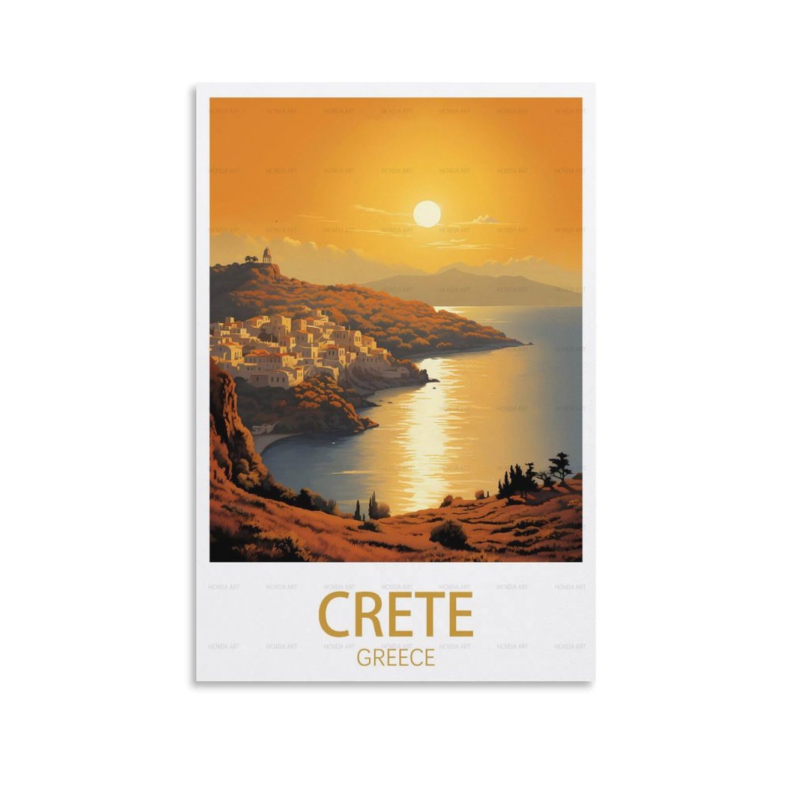 Crete Greece Vintage Travel Poster 08x12inch(20x30cm) Canvas Wall Art Posters for Living Room Decor Paintings for Home Decor