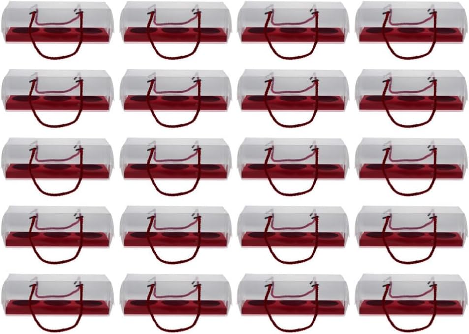 ABOOFAN 20pcs Clear Cupcake Boxes with Handle Rectangular Cupcake Containers Cake Carrier Holder for Dessert Cookies Muffins Bakeries