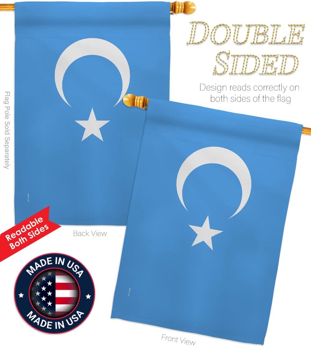 Uyghur House Flag 2 pcs Pack Regional Nation International World Country Particular Area Decoration Banner Small Garden Yard Gift Double-Sided, Made in USA