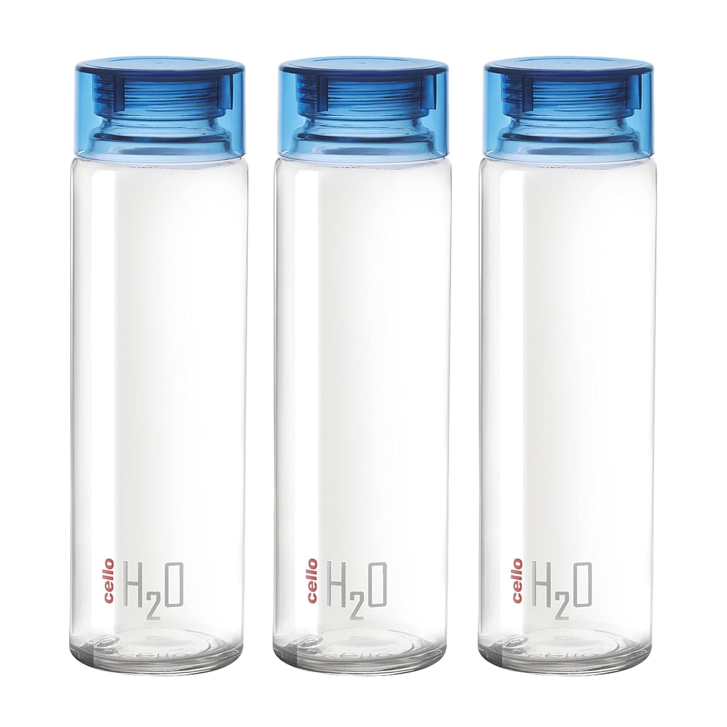 CELLO H2O Glass Water Bottle Set of 3 Pcs for Office & Daily Use 920 ml, Blue | Durable Freezable & Fridge Safe, Leakpro