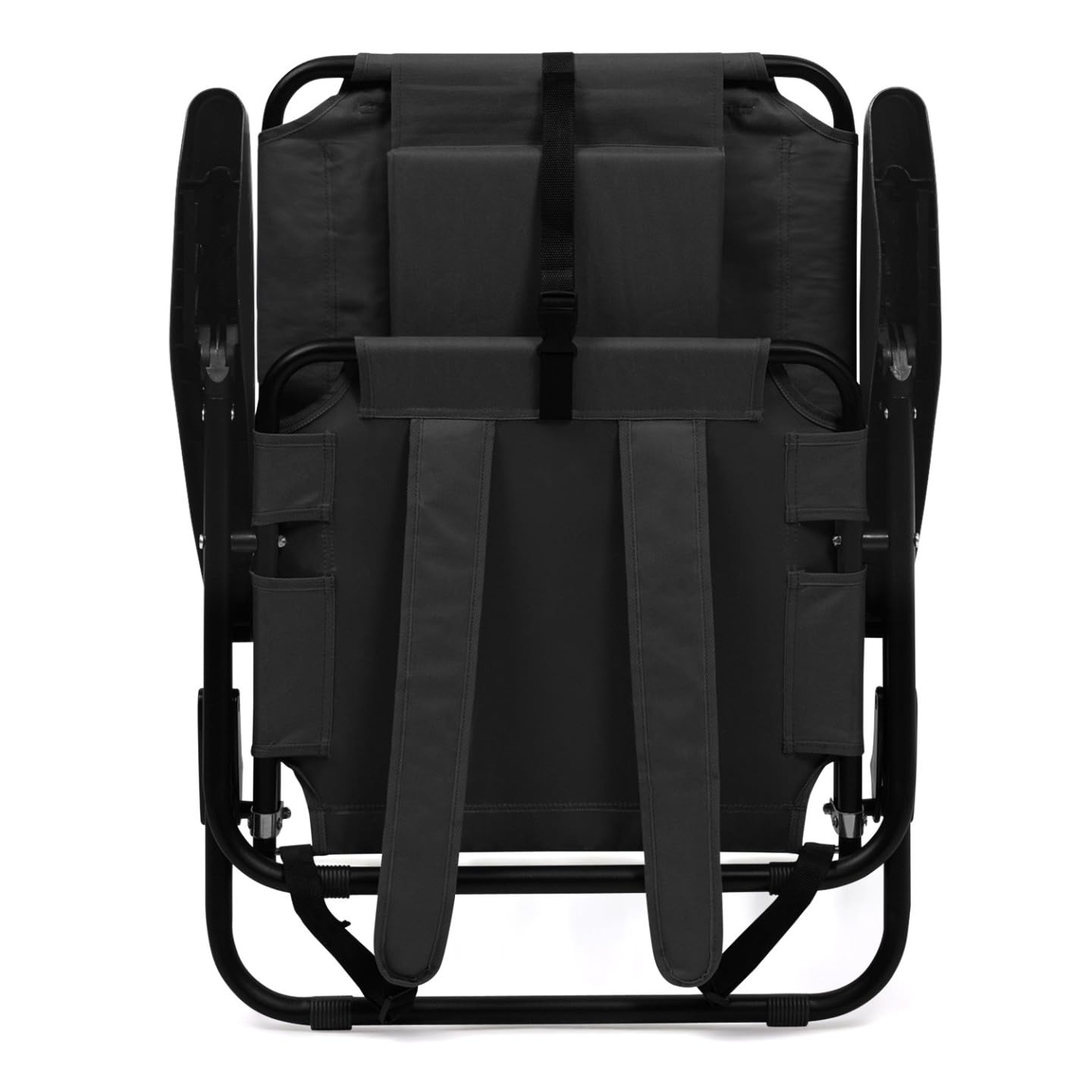 IDMarket - Lot de 2 chaises de Plage Pliantes - fauteuils de Jardin inclinables Sac à Dos Noir et Toile Noire