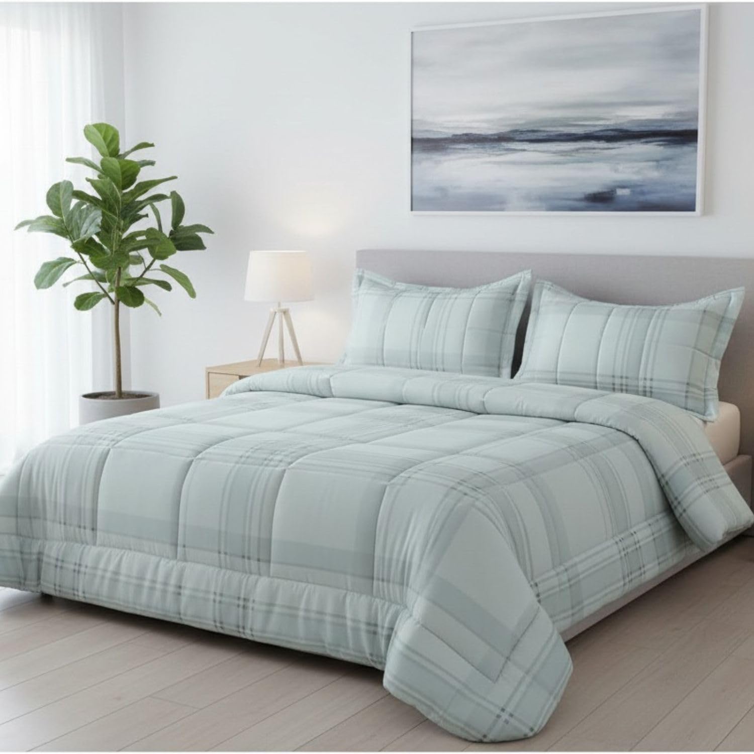 DONATELLA EDREDÓN Estampado Reversible - 135 cm., Gris-Squares