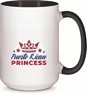 Puerto Rican Princess Gift Idea Quote Saying with Crown for Puerto Rican Women 11oz 15oz Inner Color Accent Mug