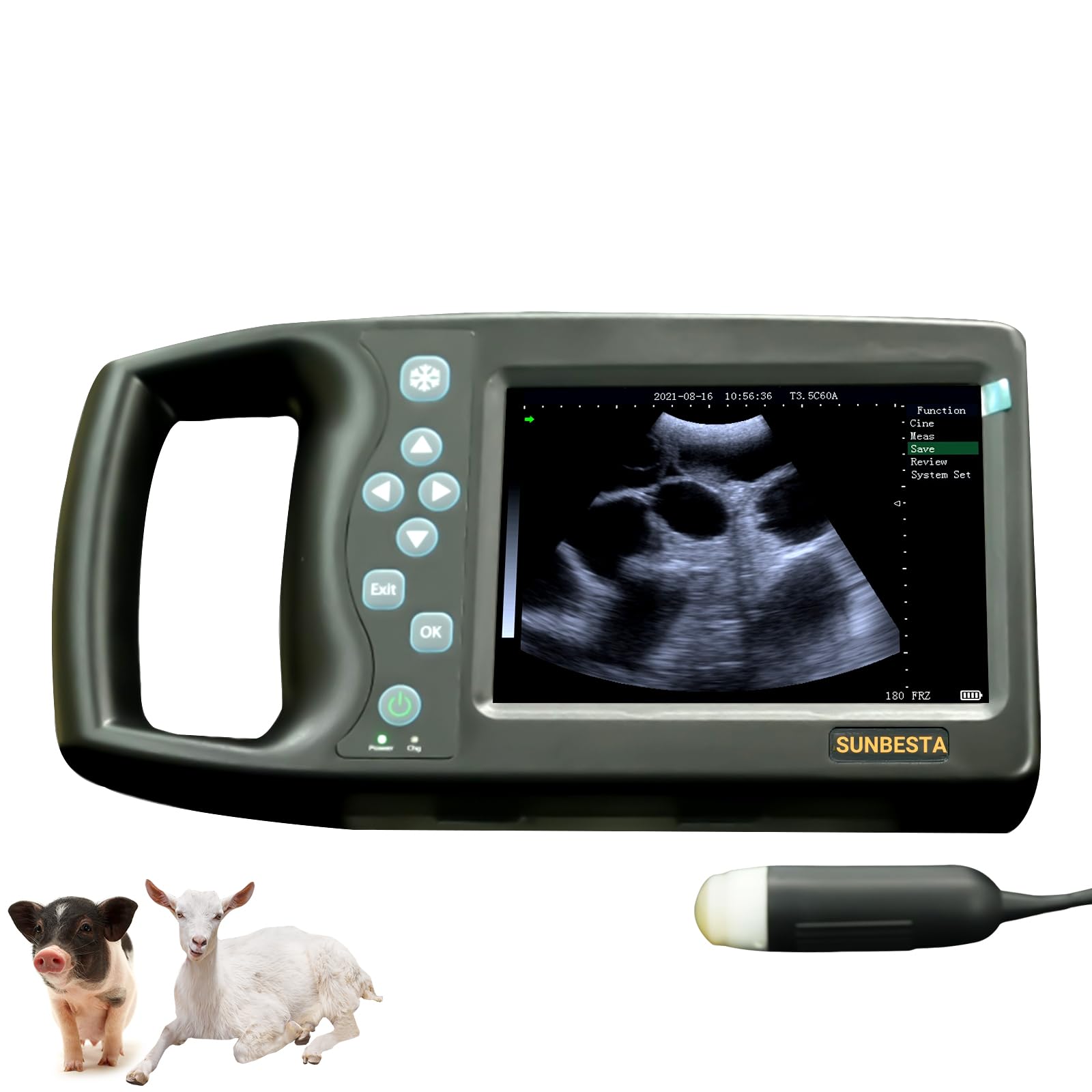 SUNBESTA M6 Portable Veterinary Ultrasound Scanner for Pregnancy Animals Pig Sheep Dog Cat Use- Vet Handheld Scanner with 3.5Mhz Mechanical Sector ?Scanning Probe 5.7