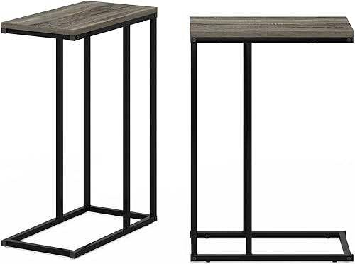 Miniatura 45 de Furinno Turn-N-Tube - Mesa auxiliar en forma de C con ruedas, robre francés gris/negro Roble francés gris/negro.,Ámbar Pino/Negro,Espresso /