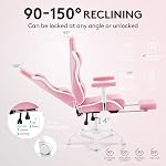 Gaming Chair,Computer Office Chair with Footrest,Massage,Pink | Gel Pad,Ergonomic,Spring Cushion,High Back,Adjustable Arms,Reclining,Lumbar Support,Headrest,Leather Gamer Chair for Adults