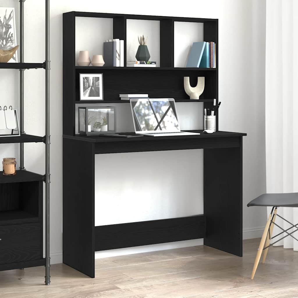vidaXL Scrivania con Mensole Rovere Nero 102x45x148 cm in Truciolato