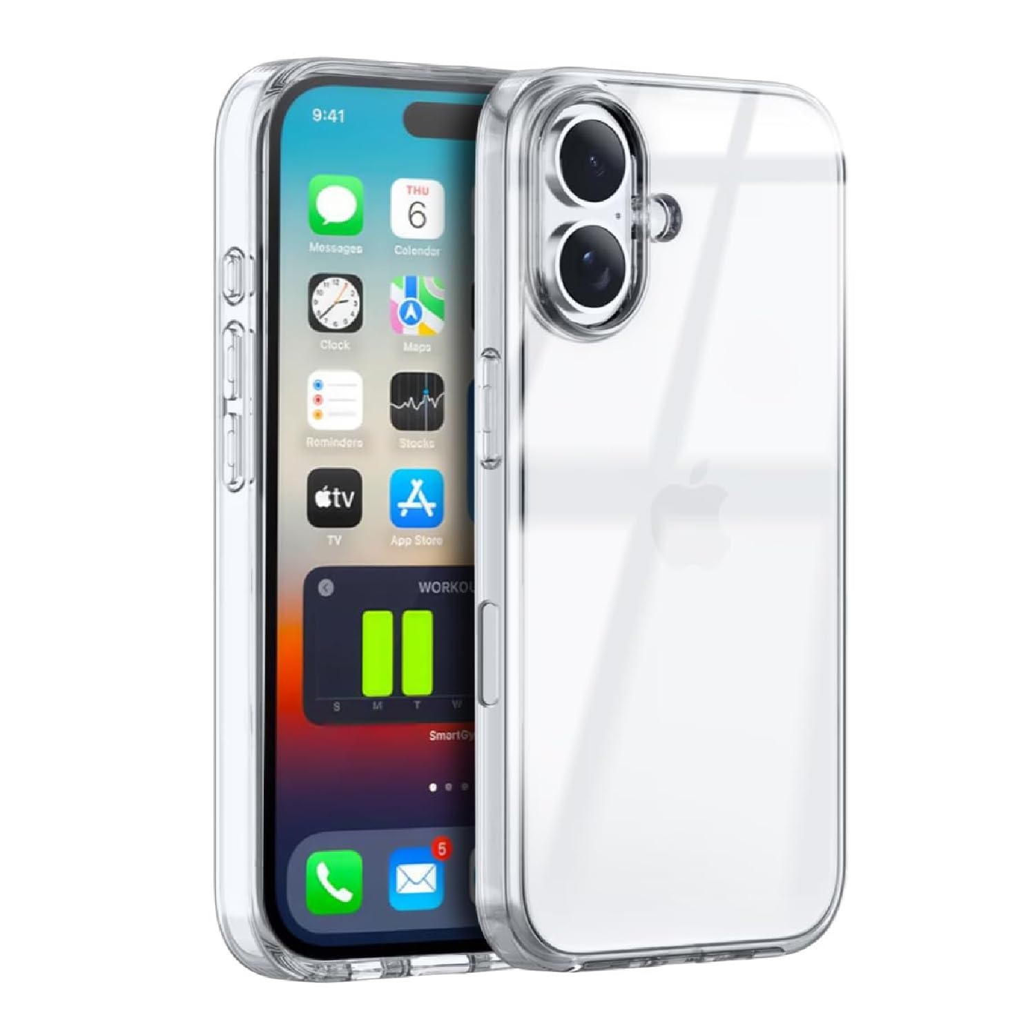 LITTRO Transparent Back Cover for Apple iPhone 16 Flexible, Silicone, Slim case