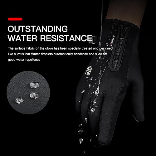 Miniatura 4 de TEMEI Guantes térmicos de invierno para hombres y mujeres, dedos para pantalla táctil, impermeables, resistentes al viento, antideslizantes, guantes