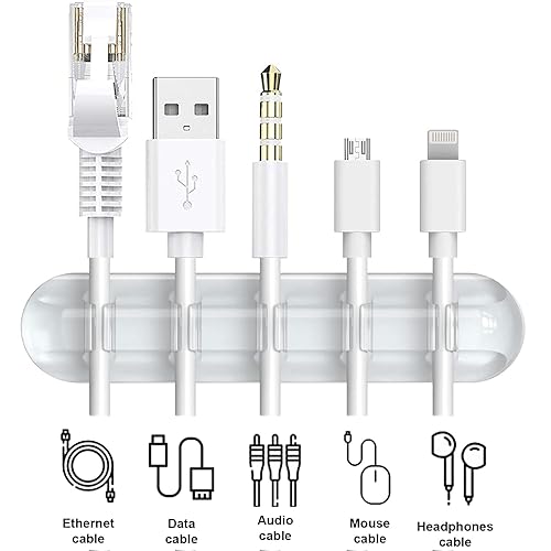 Miniatura 10 de INCHOR Organizador de cables soporte para cables clips de cable gestión de cables clips de cable USB 2 paquetes de organizadores de cables para