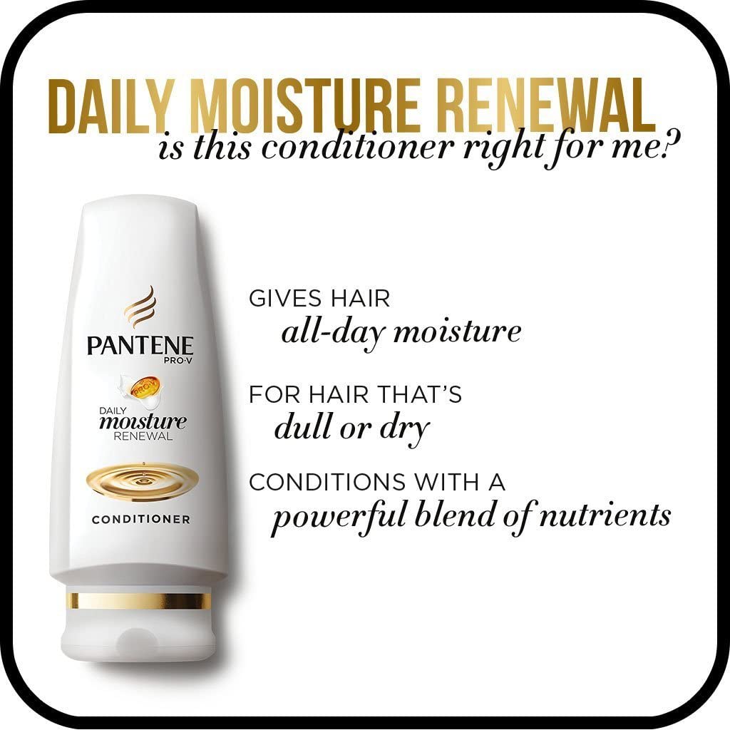 Pantene, Sulfate Free Conditioner, Pro-V Daily Moisture Renewal for Dry Hair, 24 Fl Oz (Pack of 2), Twin Pack