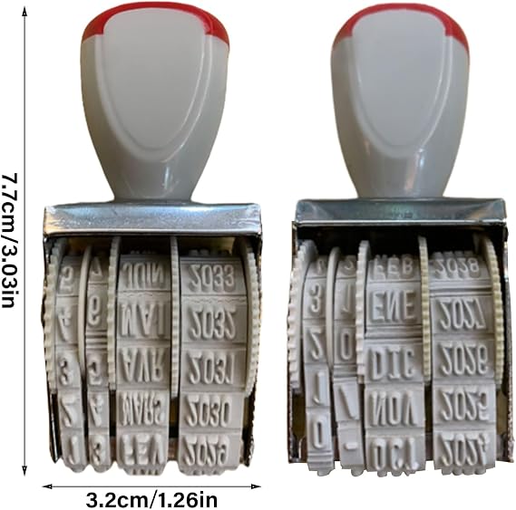 Date Stamp 4mm Font Spanish Date Stamp French Date Stamp Rotating Stamp Office Business Stamp for Document File Marking