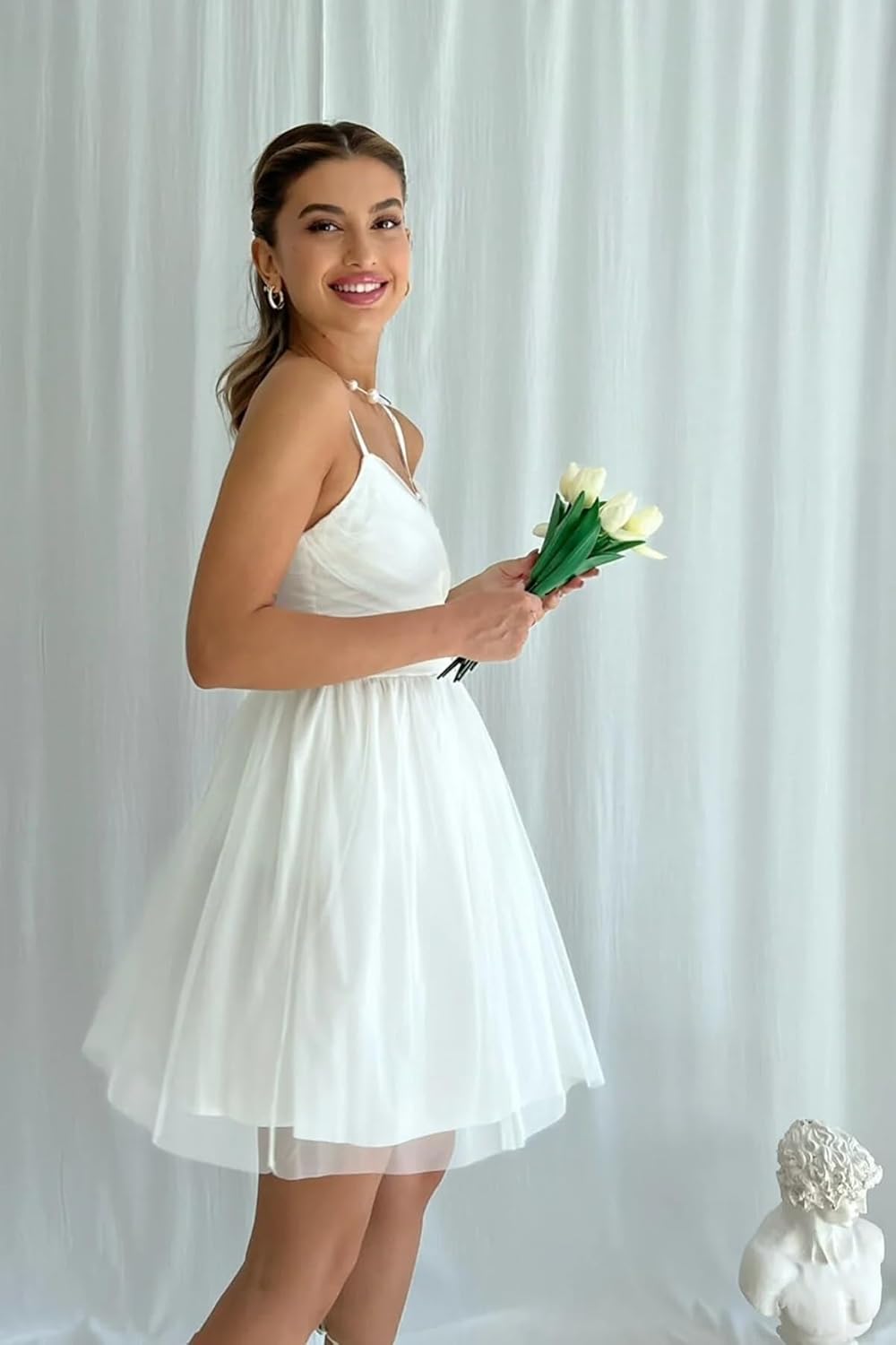 Cudiew Tulle Homecoming Dresses for Teens 2025 Short Mini Party Dress Spaghetti Straps Sleeveless Cocktail Gowns