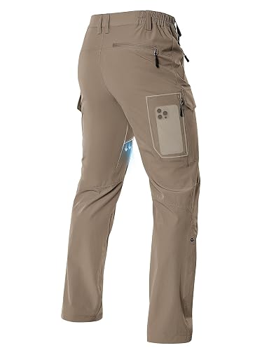 Moosehill Men's Hiking Pants: Lightweight & Stretch | Inner-thigh Vents, Roll-Up Legs, 6 Pockets, Breathable, Quick Dry,