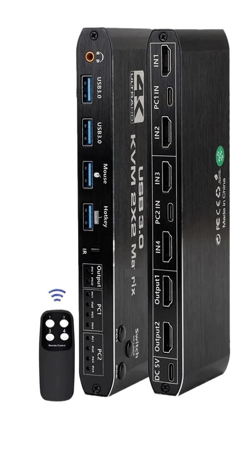 2-In-2-Out MST KVM Matrix Switch 4K 60Hz HDMI2.0-Compatible USB 3.0 Hub Docking Station Dock PC Share Keyboard Printer HDD(2x2 KVM Switch)-image-12