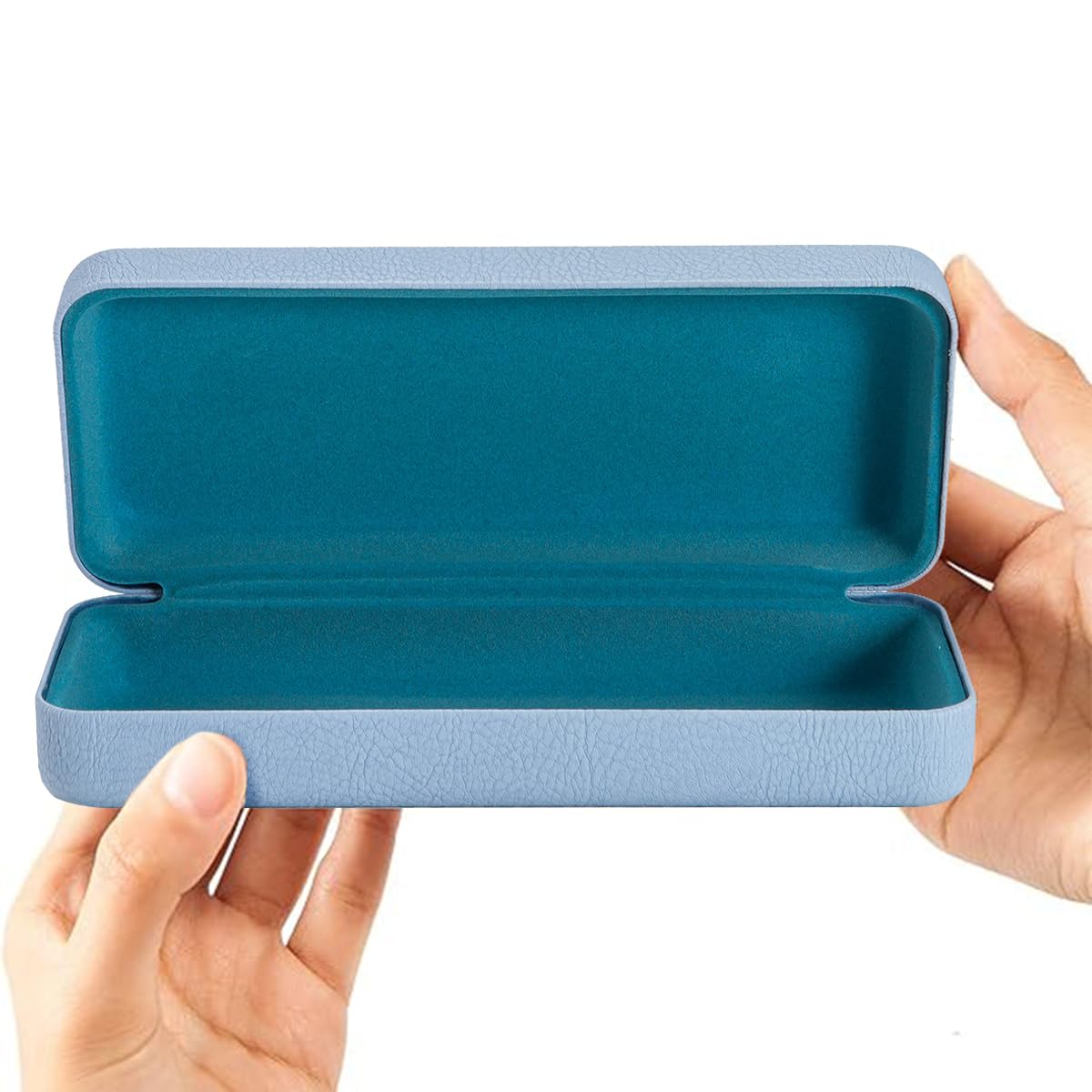 TRIUMPH VISION Large Sunglasses & Eyeglasses Case - Hard Shell Glasses Case Lined Black Golden Silver PU Leather