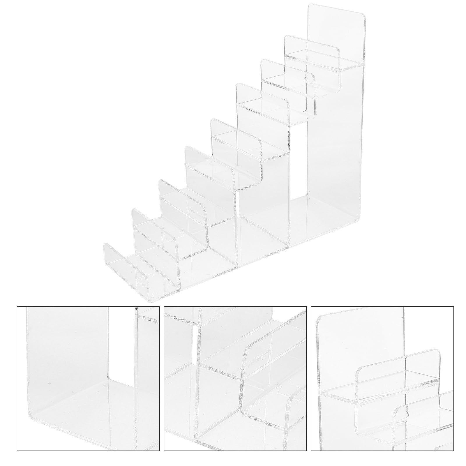 Espositore Multilivello in Acrilico Trasparente per Portafogli e Accessori, 8 Ripiani Distanza 3,5 CM, per Negozi e Allestimenti