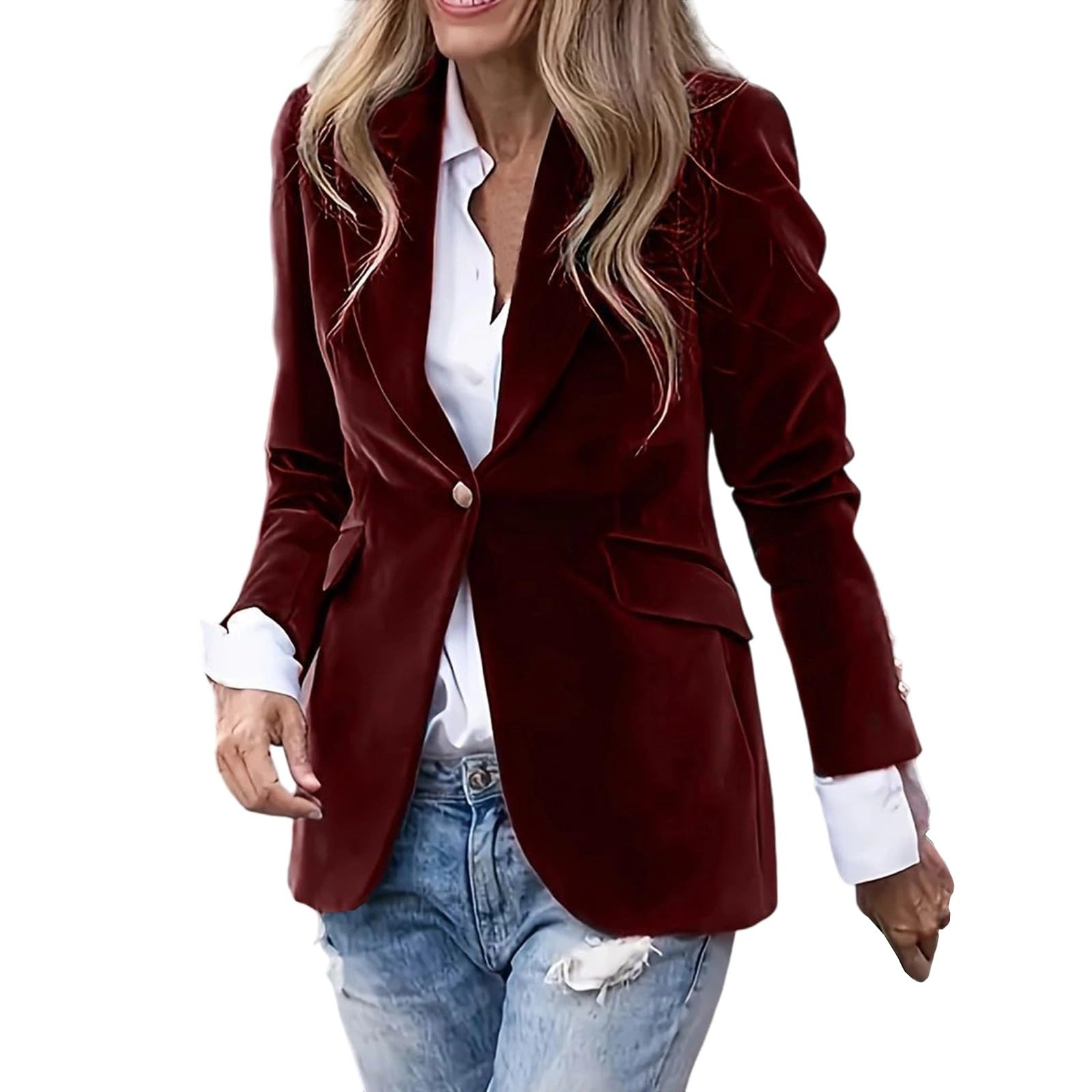 Blazers for Women Long Sleeve Notch Collar Business Casual Fall Spring Work Suit Jackets Open Front Dressy Outfits