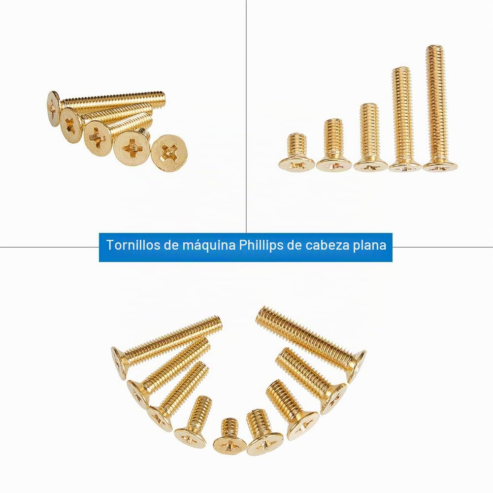 INCREWAY Tornillos de cabeza plana, juego de 160 tornillos autorroscantes de latón con tamaño M4 M5