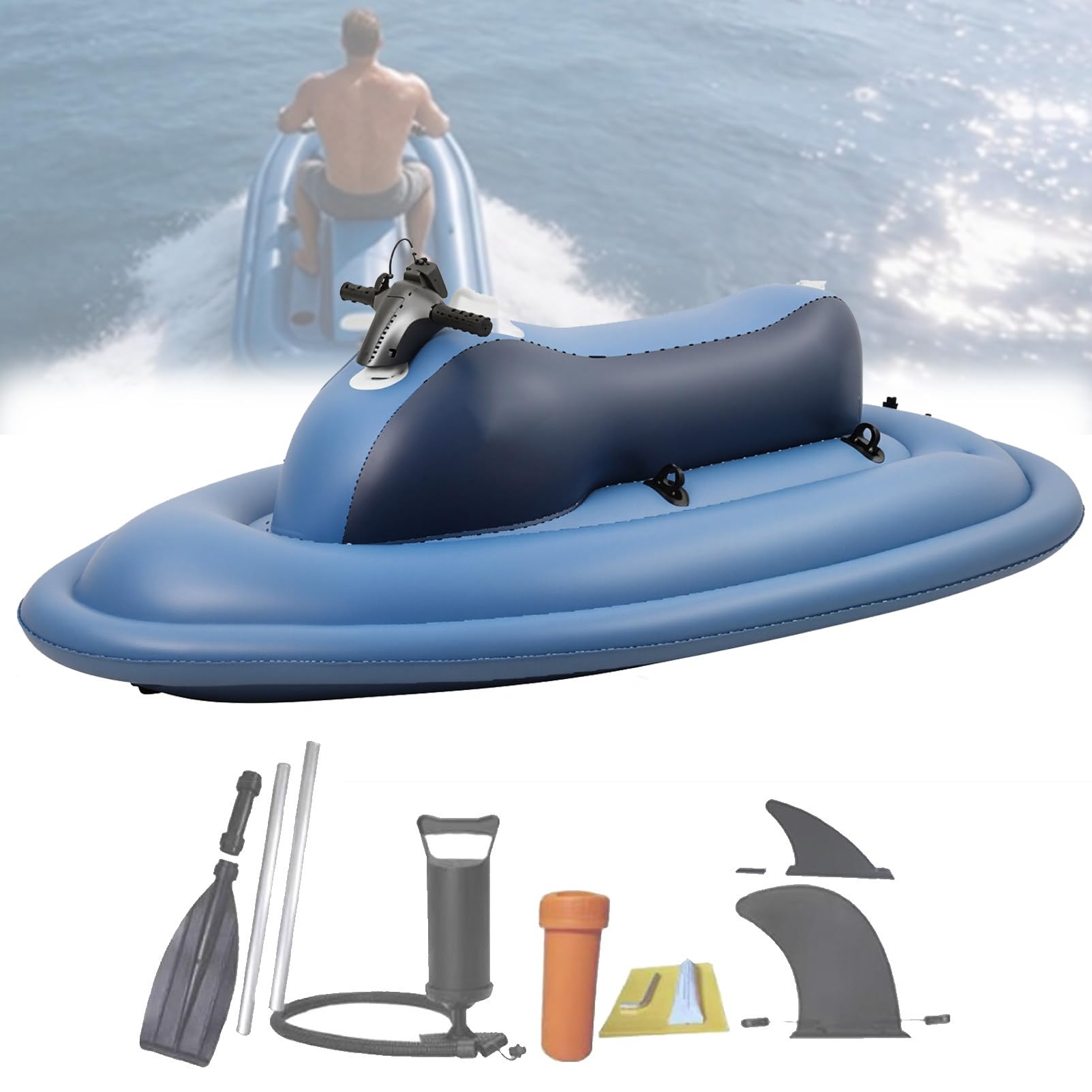 Canoa Gonfiabile 2 Posti,Moto d'Acqua Elettrica Gonfiabile Estiva 500w/700w con Motore E Batteria,Scooter Subacqueo,Ideale per Immersioni E Nuoto A