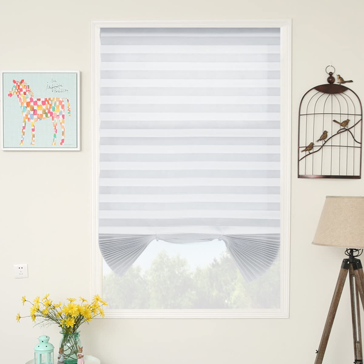 2 Pack Temporary Blinds Pleated Window Shades Cordless Blinds Light