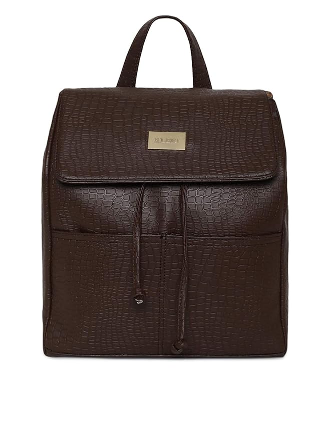 KLEIO Textured PU Leather Backpack for Women with Adjustable Strap & Magnetic Closure | Casual Backpack with Polyester Lining for Girls for College, Work & Travel