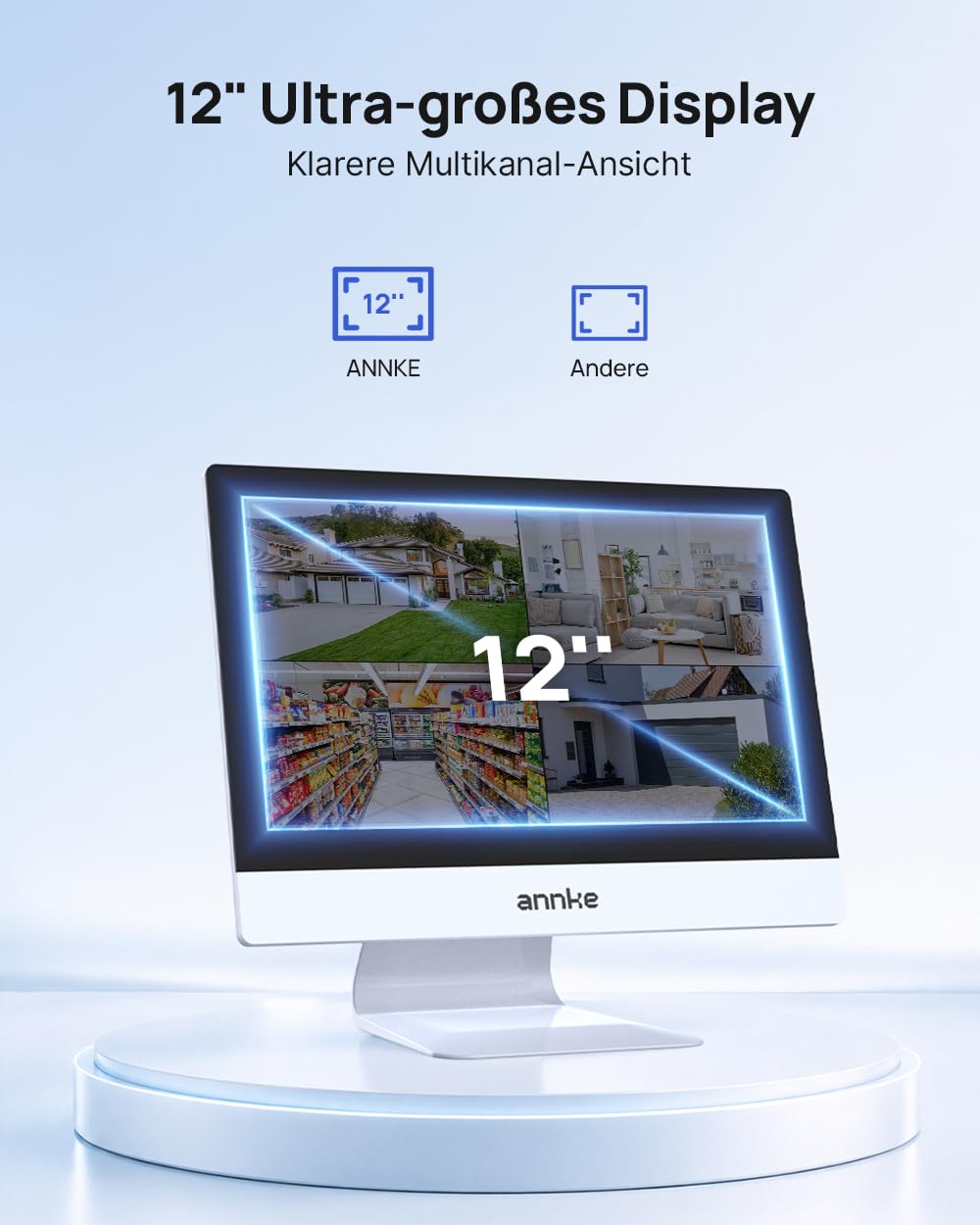 ANNKE Überwachungskamera Set Aussen WLAN mit 12''Monitor, 10CH 1TB HDD NVR