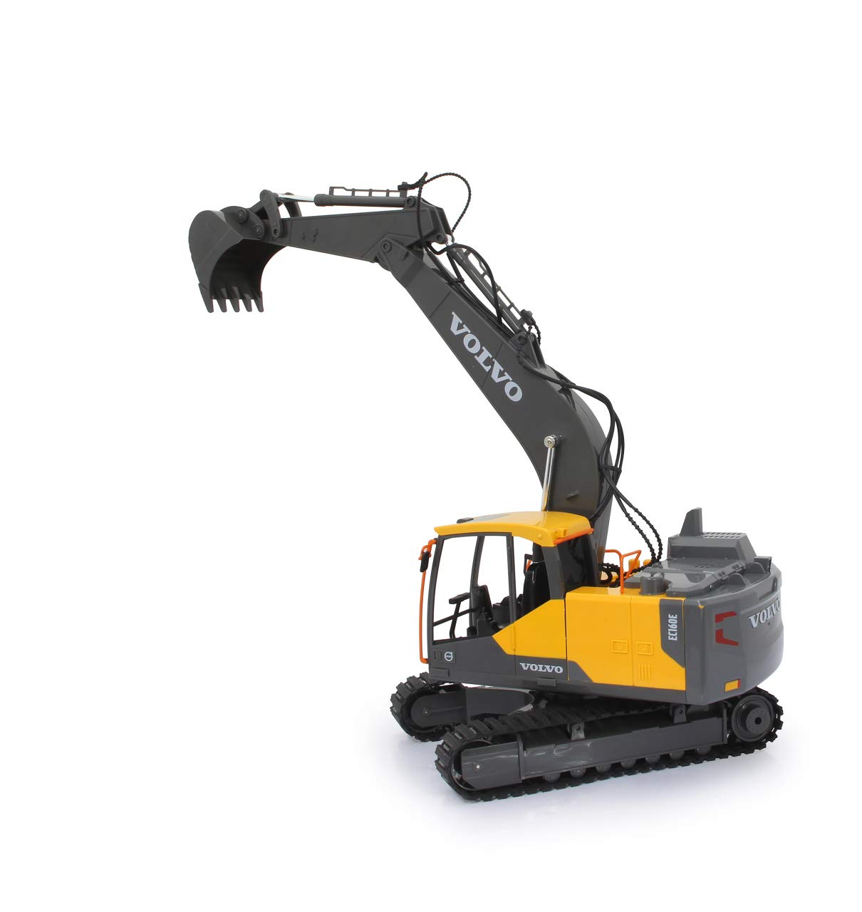 JAMARA 405055 - Excavadora Volvo EC160E 2,4 GHz - Funciones realistas, Cada articulación controlable Individualmente, Sonidos realistas, rotación de Torre de 660°, Modo de Espera automático, Amarillo