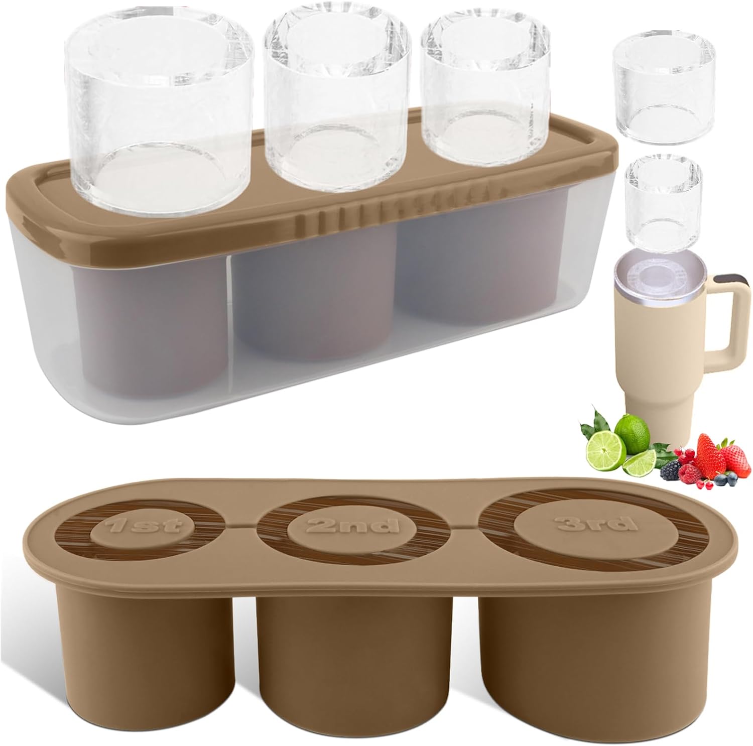 Fu Store Ice Cube Tray for Tumbler Cup 3040 oz 3pcs Silicone Ice Cube Molds With