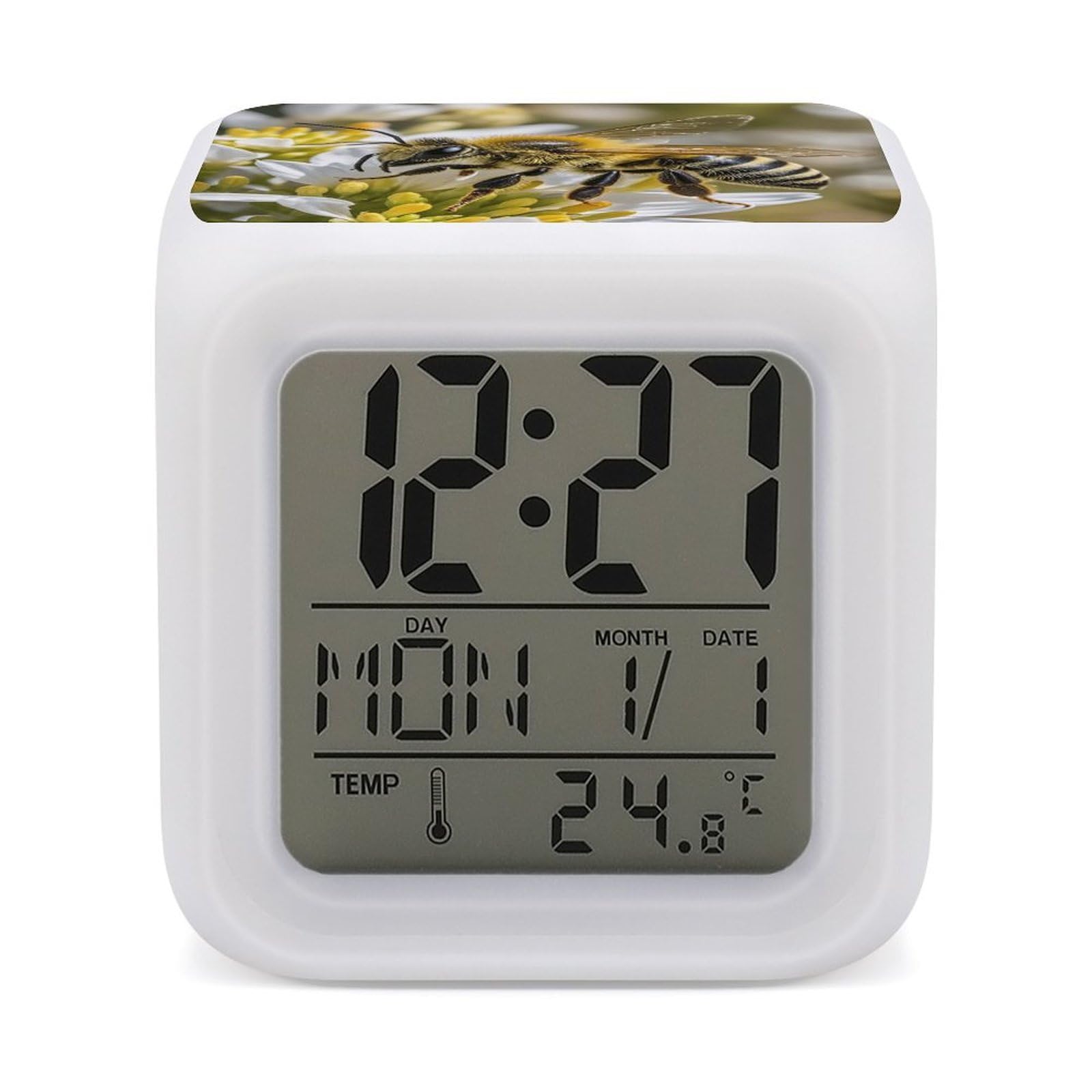Reloj despertador que cambia de color y pantalla de temperatura integrada