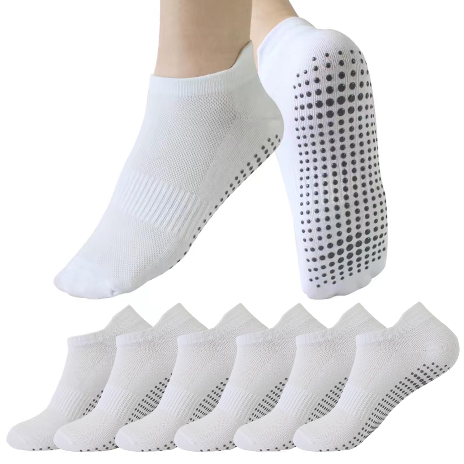 brookhaus Womens Low Cut No Show Running Socks 6 Pairs - Cushioned Arch Support, Moisture Wicking Athletic Ankle Socks with Heel Tab - Soft & Breathable for Sports, Workout, Casual