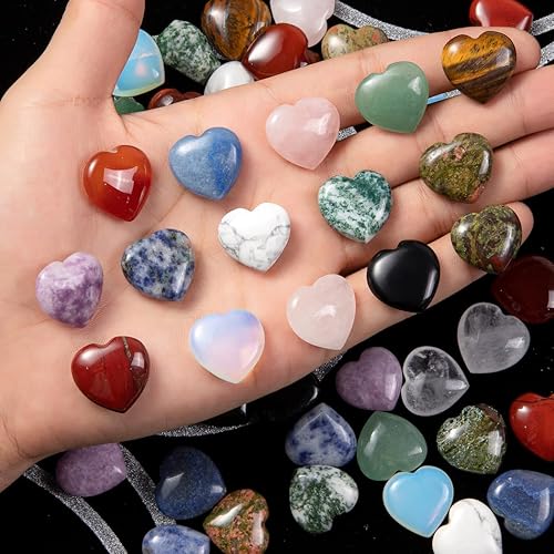 Miniatura 5 de 15 piezas de pequeños cristales naturales en forma de corazón curativo de 08 pulgadas mini piedras preciosas de chakra juego de mini bolsillo pulido